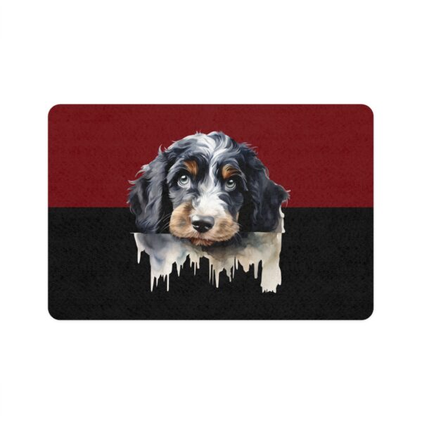 Bernedoodle Pet Food Mat (12x18)  -Garnet/Black - Image 2