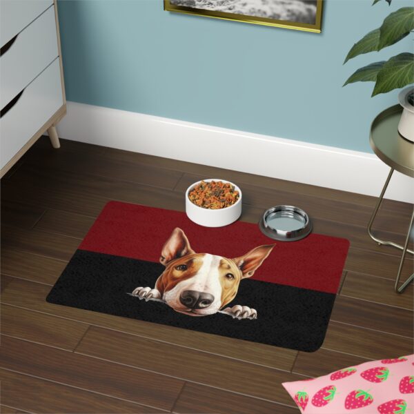 Bull Terrier Dog Food Mat (12x18)  -Garnet/Black