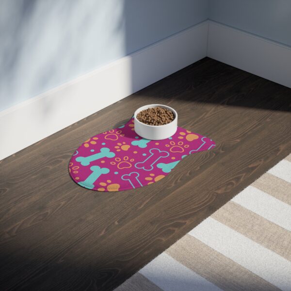 Colorful Pet Feeding Mats with Fun Bones & Paws Design-Pink - Image 11
