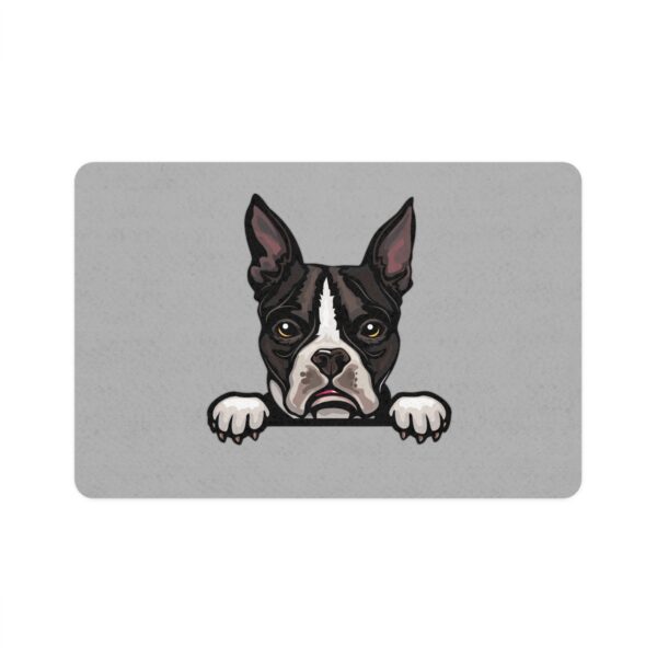 Boston Terrier Pet Food Mat (12x18) - Light Grey - Image 2