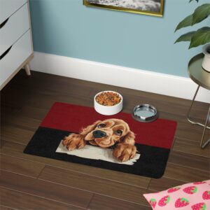 English Cocker Spaniel Dog Food Mat (12x18)  -Garnet/Black