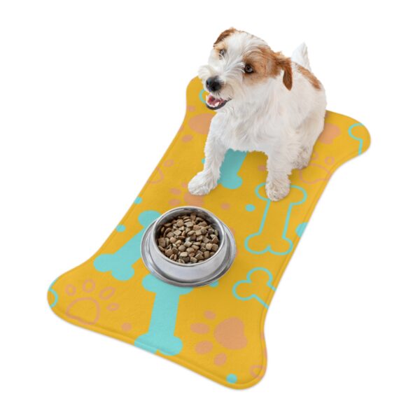 Colorful Pet Feeding Mats with Fun Bones & Paws Design-Yellow - Image 6