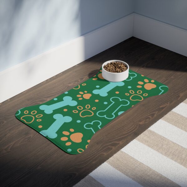 Colorful Pet Feeding Mats with Fun Bones & Paws Design - Dark Green - Image 7