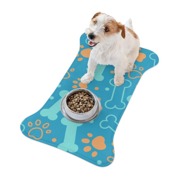 Colorful Pet Feeding Mats with Fun Bones & Paws Design-Turquoise - Image 6