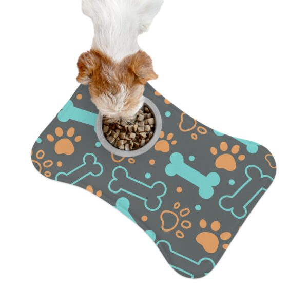 Colorful Pet Feeding Mats with Fun Bones & Paws Design-Dark Grey - Image 3
