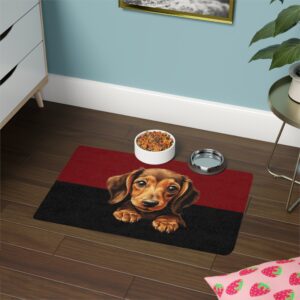 Dachshund Dog Food Mat (12x18)  -Garnet/Black