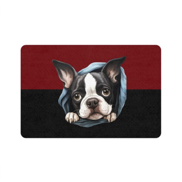 Boston Terrier Dog Food Mat (12x18)  -Garnet/Black - Image 2
