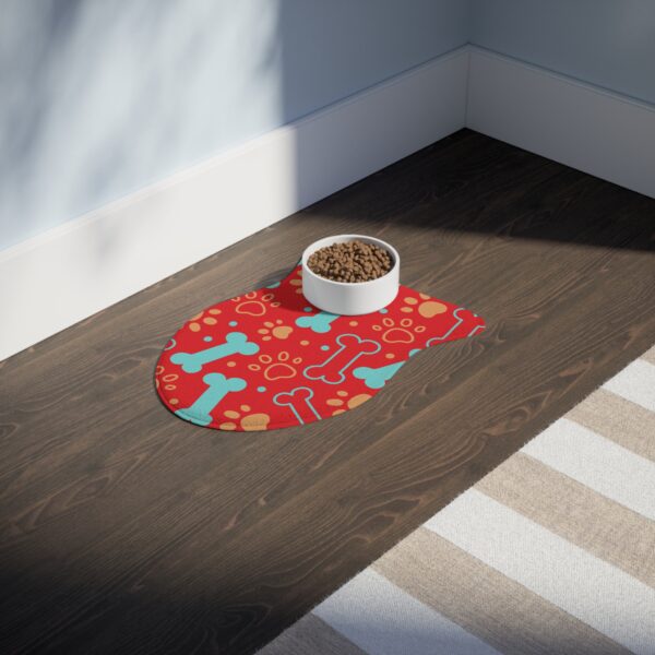 Colorful Pet Feeding Mats with Fun Bones & Paws Design - Red - Image 10