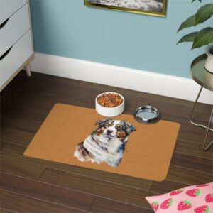 Australian Shepard Pet Food Mat (12x18) - Light Brown