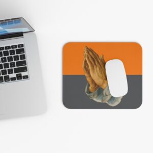 Praying Hands Orange/Gray  Mouse Pad - Cute Pet Design for Dog Lovers