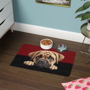Bullmastiff Dog Food Mat (12x18)  -Garnet/Black