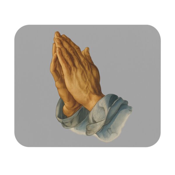 Praying Hands Light Grey Mouse Pad - Cute Pet Design for Dog Lovers - Image 2