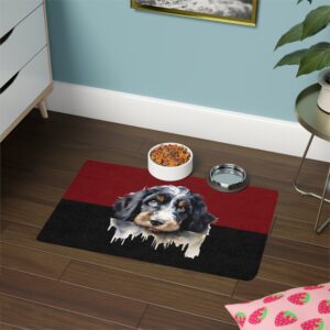 Bernedoodle Pet Food Mat (12x18)  -Garnet/Black