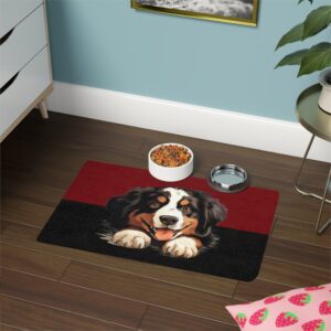 Bernese Mountain Dog Food Mat (12x18)  -Garnet/Black
