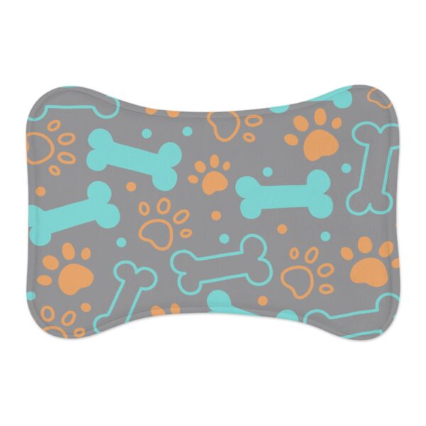 Colorful Pet Feeding Mats with Fun Bones & Paws Design-Grey - Image 2