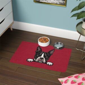 Boston Terrier Pet Food Mat (12x18) - Crimson