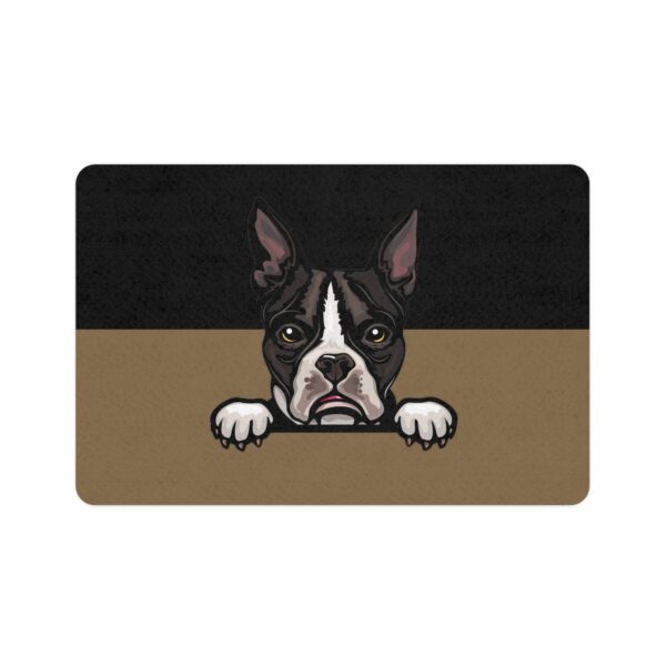 Boston Terrier Pet Food Mat (12x18)  -Black/Old Gold - Image 2