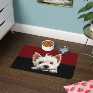 West Highland White Terrier Dog Food Mat (12x18)  -Garnet/Black