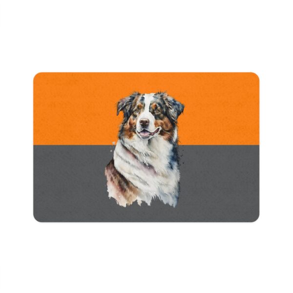 Australian Shepard Pet Food Mat (12x18)  -Orange/Smokey - Image 2