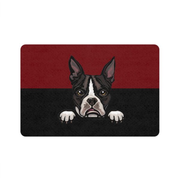 Boston Terrier Pet Food Mat (12x18)  -Garnet/Black - Image 2