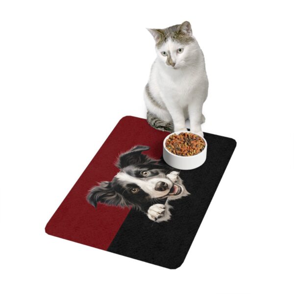 Border Collie Dog Feeding Mat (12x18)  -Garnet/Black - Image 3