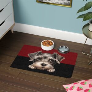 Miniature Schnauzer Dog Food Mat (12x18)  -Garnet/Black