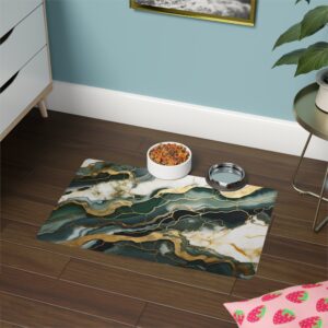 Green & Gold Marble Pet Food Mat (12x18)