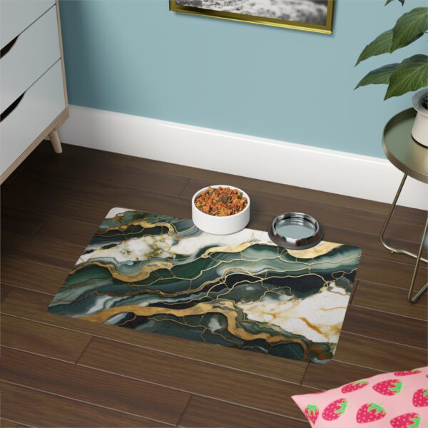 Green & Gold Marble Pet Food Mat (12x18)