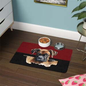 Boxer Pet Food Mat (12x18)  -Garnet/Black