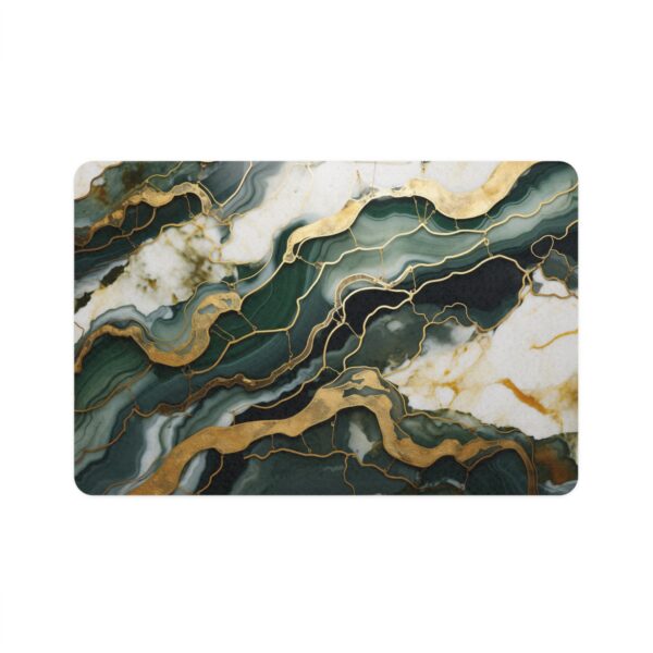Green & Gold Marble Pet Food Mat (12x18) - Image 2