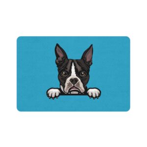 Boston Terrier Dog Feeding Mat (12x18) - Turquoise