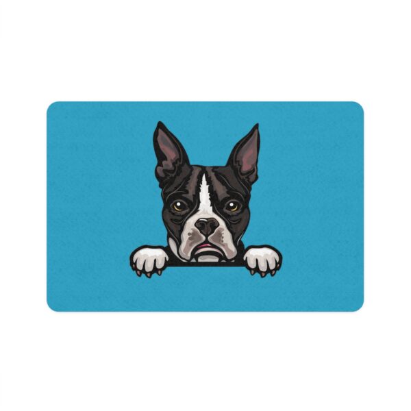 Boston Terrier Dog Feeding Mat (12x18) - Turquoise