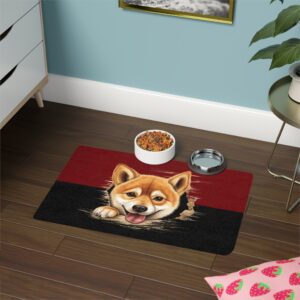 Shiba Inu Dog Food Mat (12x18)  -Garnet/Black