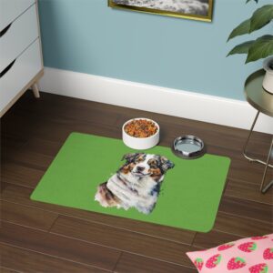 Australian Shepard Pet Food Mat (12x18) - Green