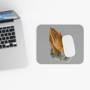 Praying Hands Light Grey Mouse Pad - Cute Pet Design for Dog Lovers