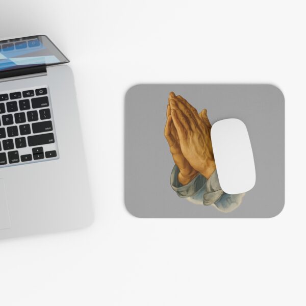 Praying Hands Light Grey Mouse Pad - Cute Pet Design for Dog Lovers