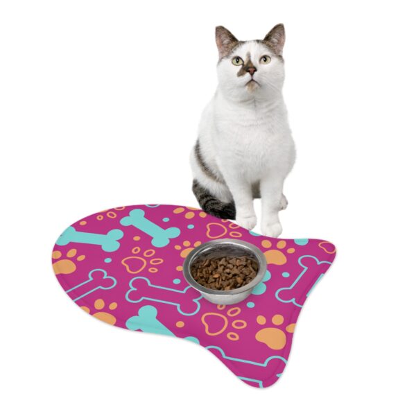 Colorful Pet Feeding Mats with Fun Bones & Paws Design-Pink - Image 10