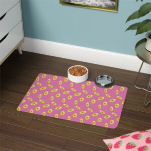 Vibrant Pet Food Mat - 12x18 Non-Slip Design for Cats and Dogs-Light Pink