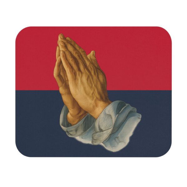 Praying Hands Red/Navy Blue Mouse Pad - Cute Pet Design for Dog Lovers - Image 2