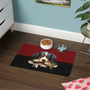 Bernese Mountain Pet Food Mat (12x18)  -Garnet/Black