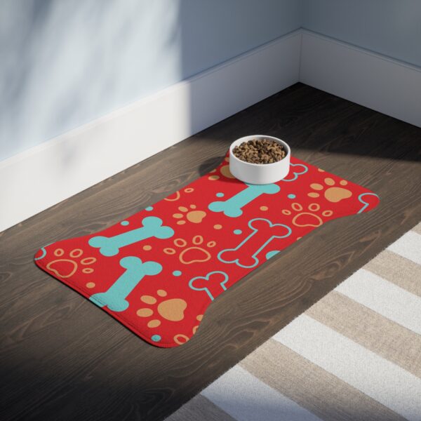 Colorful Pet Feeding Mats with Fun Bones & Paws Design - Red - Image 7