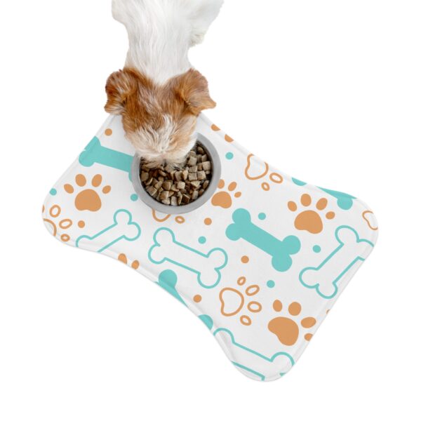 Colorful Pet Feeding Mats with Fun Bones & Paws Design - White - Image 3