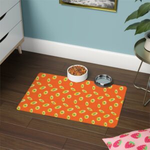 Vibrant Dog Feeding Mat - 12x18 Non-Slip Design for Cats and Dogs-Orange