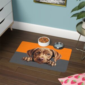 Labrador Retriever Pet Food Mat (12x18)  -Orange/Smokey