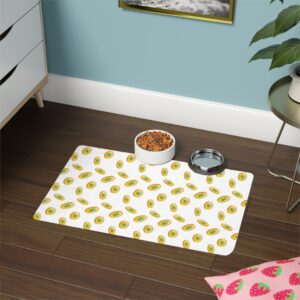 Vibrant Dog Feeding Mat - 12x18 Non-Slip Design for Cats and Dogs-White