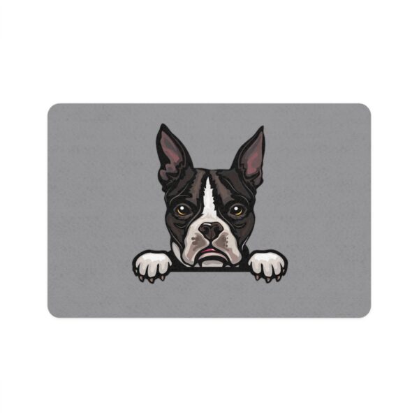 Boston Terrier Pet Food Mat (12x18) - Grey - Image 2