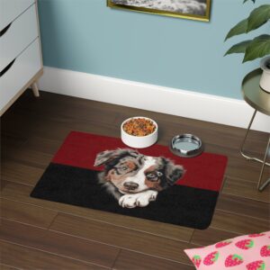 Australian Shepard Food Mat (12x18)  -Garnet/Black