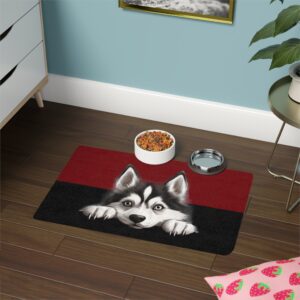 Siberian Husky Dog Food Mat (12x18)  -Garnet/Black