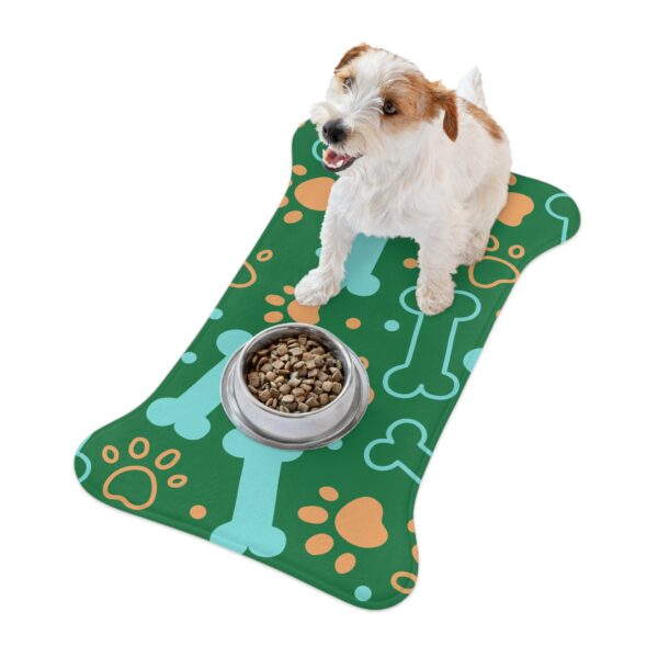 Colorful Pet Feeding Mats with Fun Bones & Paws Design - Dark Green - Image 6