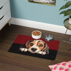 Beagle Food Mat (12x18)  -Garnet/Black